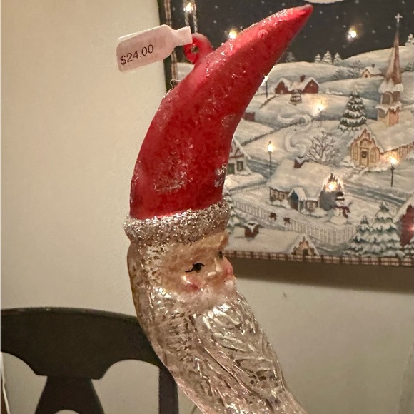 A Glass Santa Crescent Moon Ornament - Picture 4 of 9